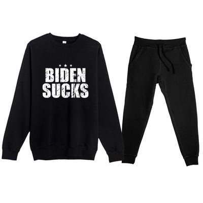 Biden Sucks Vintage Premium Crewneck Sweatsuit Set