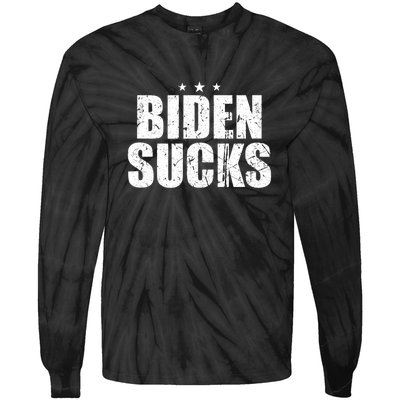 Biden Sucks Vintage Tie-Dye Long Sleeve Shirt