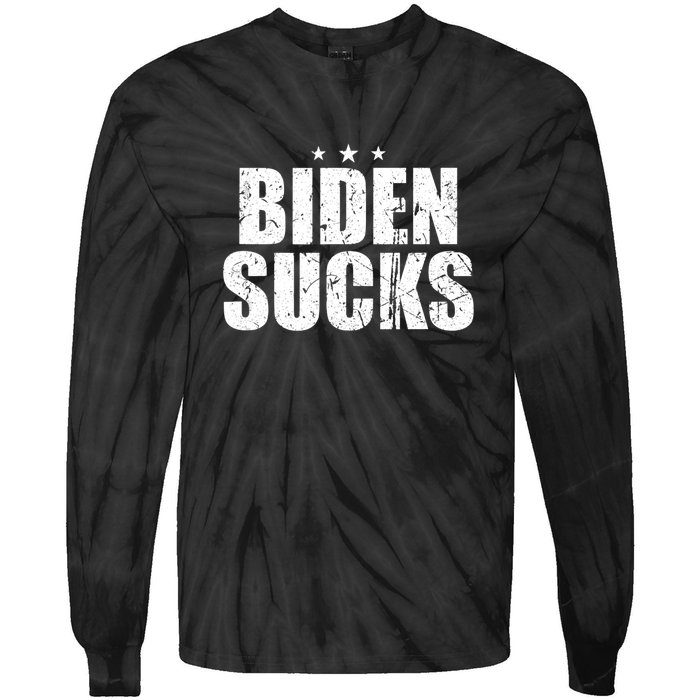 Biden Sucks Vintage Tie-Dye Long Sleeve Shirt