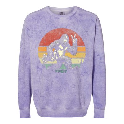 Bigfoot Skater Vintage Sasquatch Skateboarding Colorblast Crewneck Sweatshirt