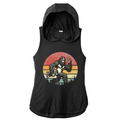 Bigfoot Skater Vintage Sasquatch Skateboarding Ladies PosiCharge Tri-Blend Wicking Draft Hoodie Tank