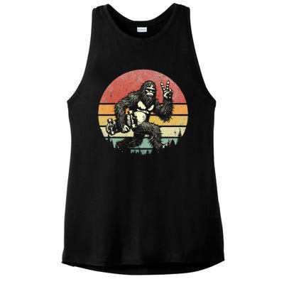 Bigfoot Skater Vintage Sasquatch Skateboarding Ladies PosiCharge Tri-Blend Wicking Tank