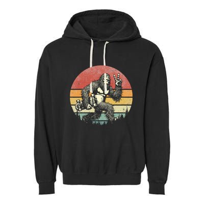 Bigfoot Skater Vintage Sasquatch Skateboarding Garment-Dyed Fleece Hoodie