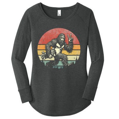 Bigfoot Skater Vintage Sasquatch Skateboarding Women's Perfect Tri Tunic Long Sleeve Shirt