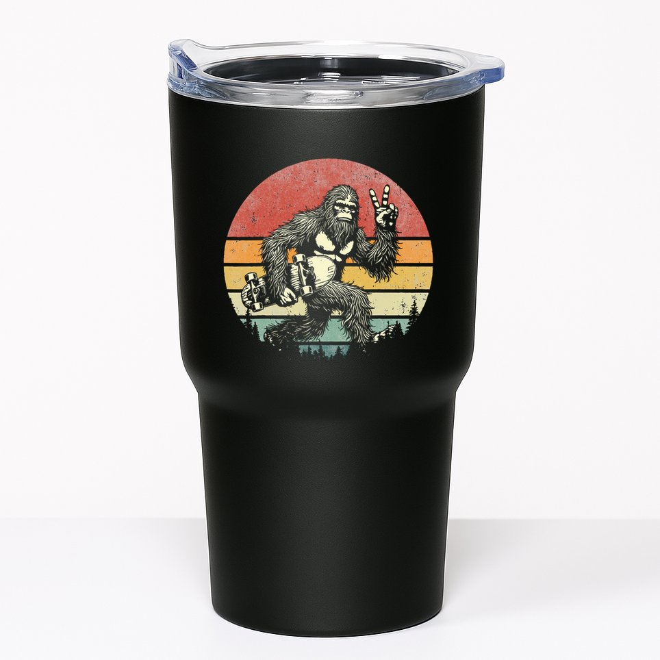 Bigfoot Skater Vintage Sasquatch Skateboarding Tumbler