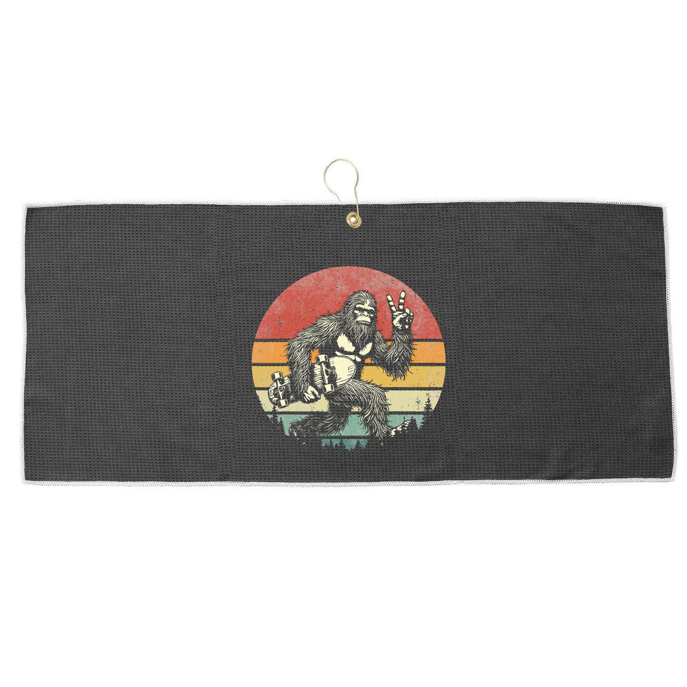 Bigfoot Skater Vintage Sasquatch Skateboarding Large Microfiber Waffle Golf Towel