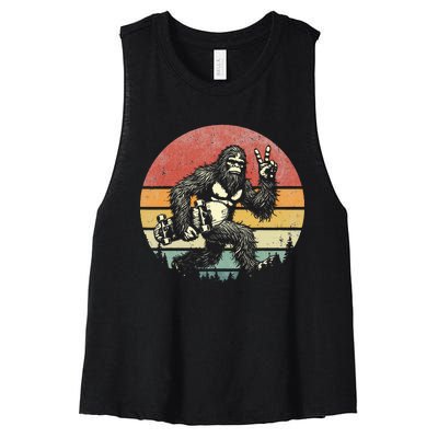 Bigfoot Skater Vintage Sasquatch Skateboarding Women's Racerback Cropped Tank