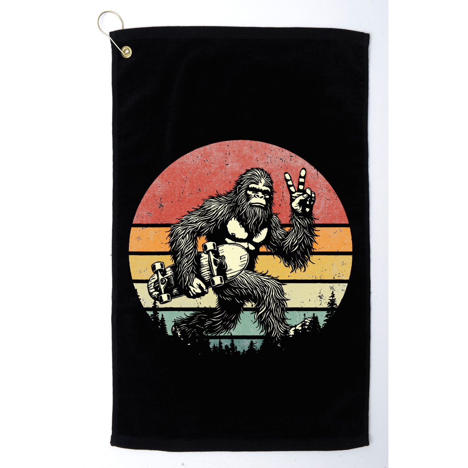 Bigfoot Skater Vintage Sasquatch Skateboarding Golf Towel