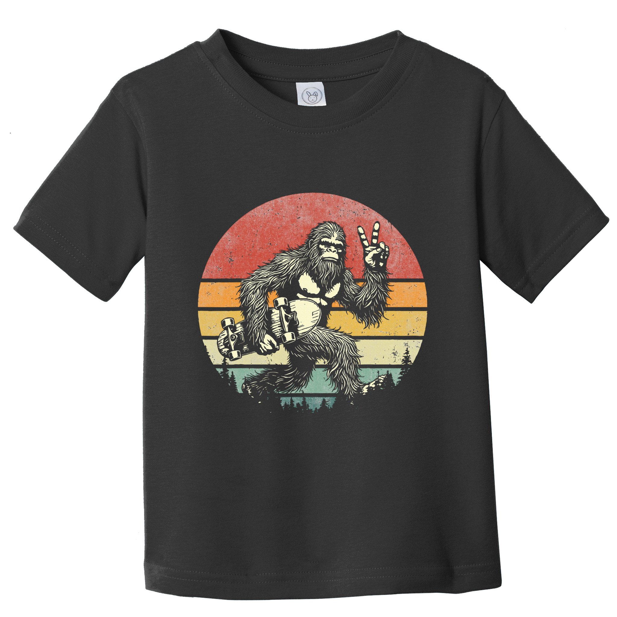 Bigfoot Skater Vintage Sasquatch Skateboarding Toddler T-Shirt