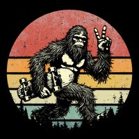 Bigfoot Skater Vintage Sasquatch Skateboarding Toddler T-Shirt