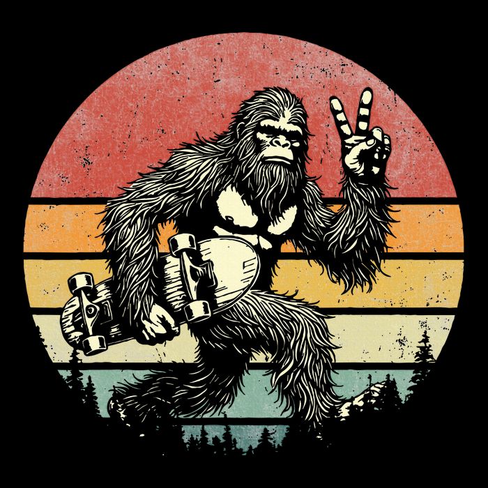 Bigfoot Skater Vintage Sasquatch Skateboarding Toddler T-Shirt