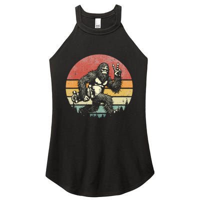 Bigfoot Skater Vintage Sasquatch Skateboarding Women's Perfect Tri Rocker Tank