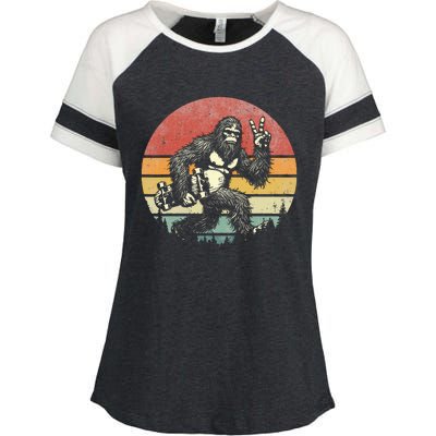 Bigfoot Skater Vintage Sasquatch Skateboarding Enza Ladies Jersey Colorblock Tee