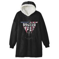 Boston Souvenir Vintage American Flag Guitar Player Rock Fan Hooded Wearable Blanket