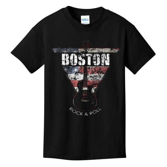 Boston Souvenir Vintage American Flag Guitar Player Rock Fan Kids T-Shirt