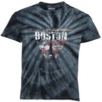 Boston Souvenir Vintage American Flag Guitar Player Rock Fan Kids Tie-Dye T-Shirt