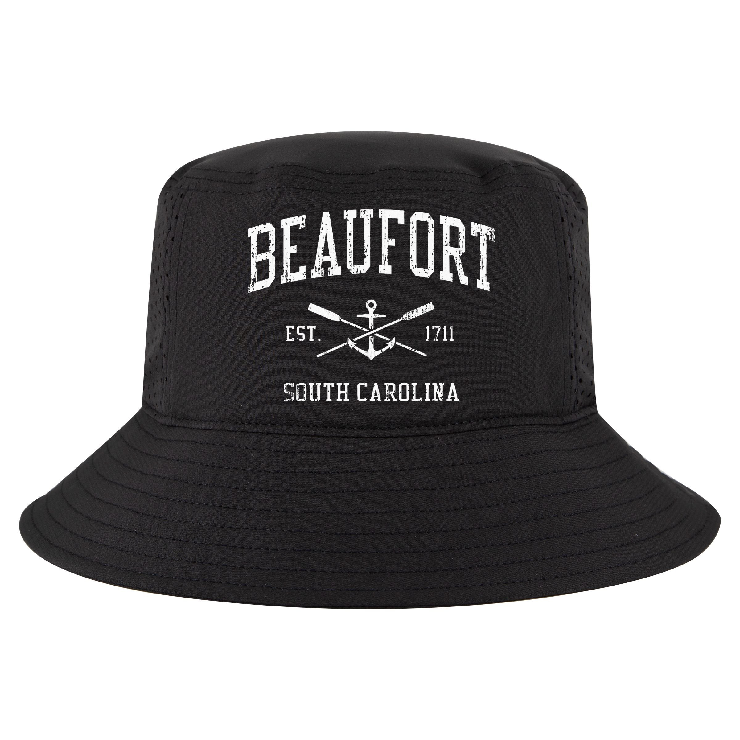 Beaufort Sc Vintage Crossed Oars & Boat Anchor Sports Cool Comfort Performance Bucket Hat
