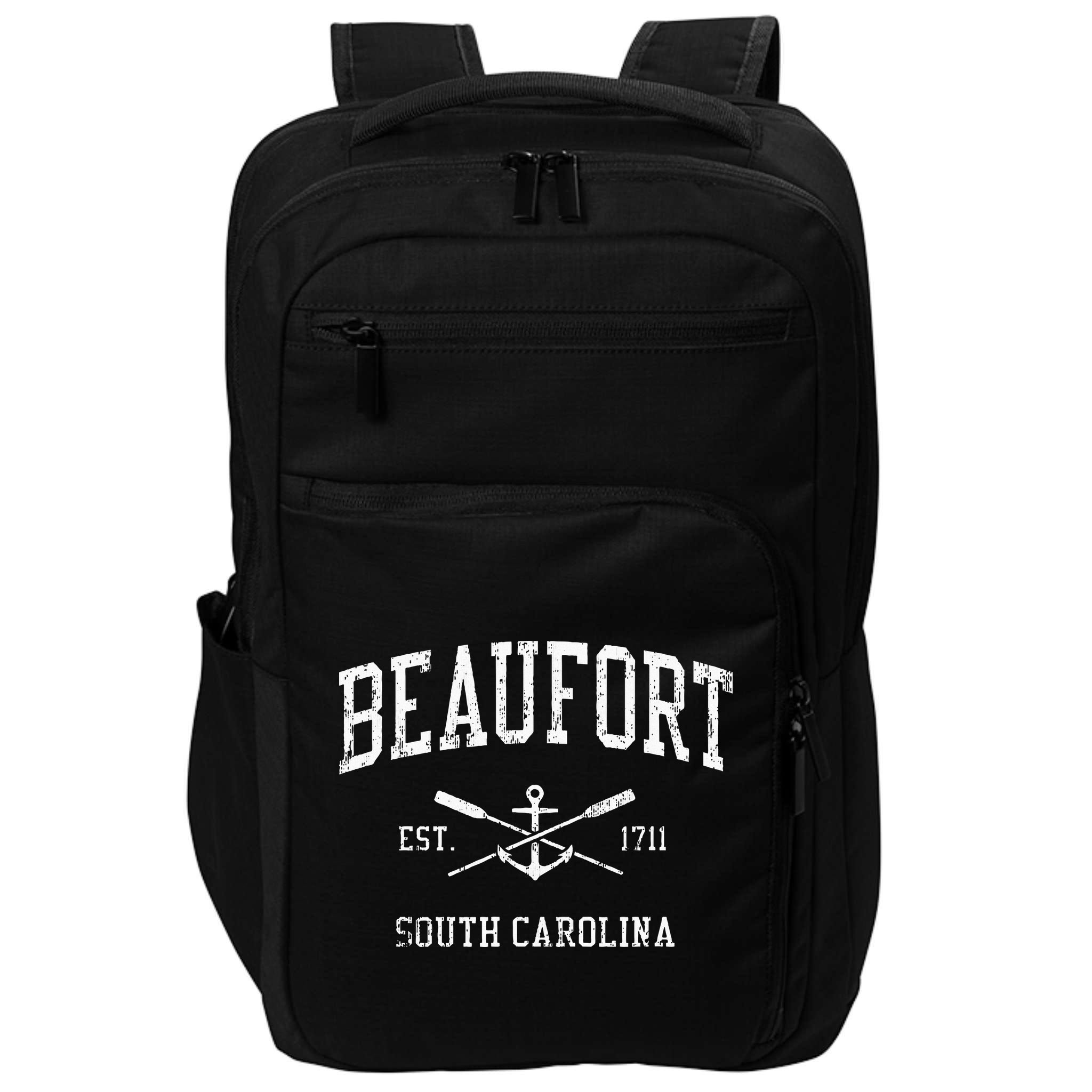 Beaufort Sc Vintage Crossed Oars & Boat Anchor Sports Impact Tech Backpack