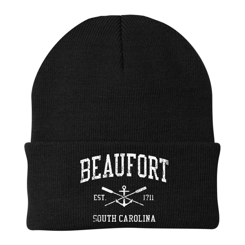 Beaufort Sc Vintage Crossed Oars & Boat Anchor Sports Beanie