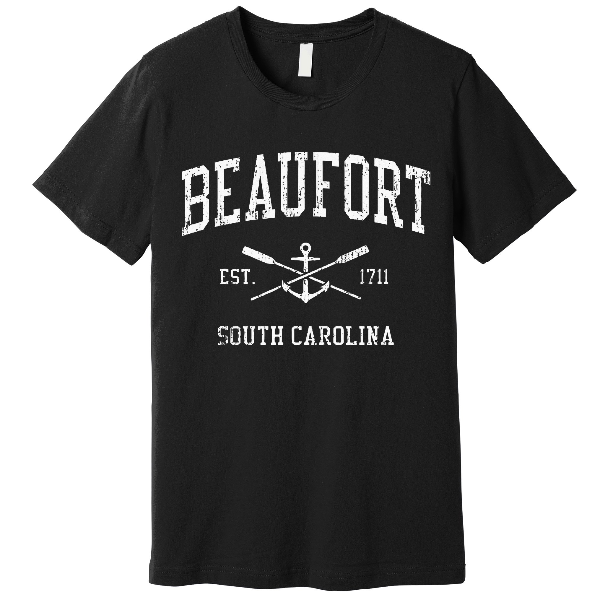 Beaufort Sc Vintage Crossed Oars & Boat Anchor Sports Premium T-Shirt