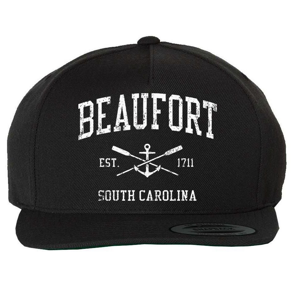 Beaufort Sc Vintage Crossed Oars & Boat Anchor Sports Wool Snapback Cap