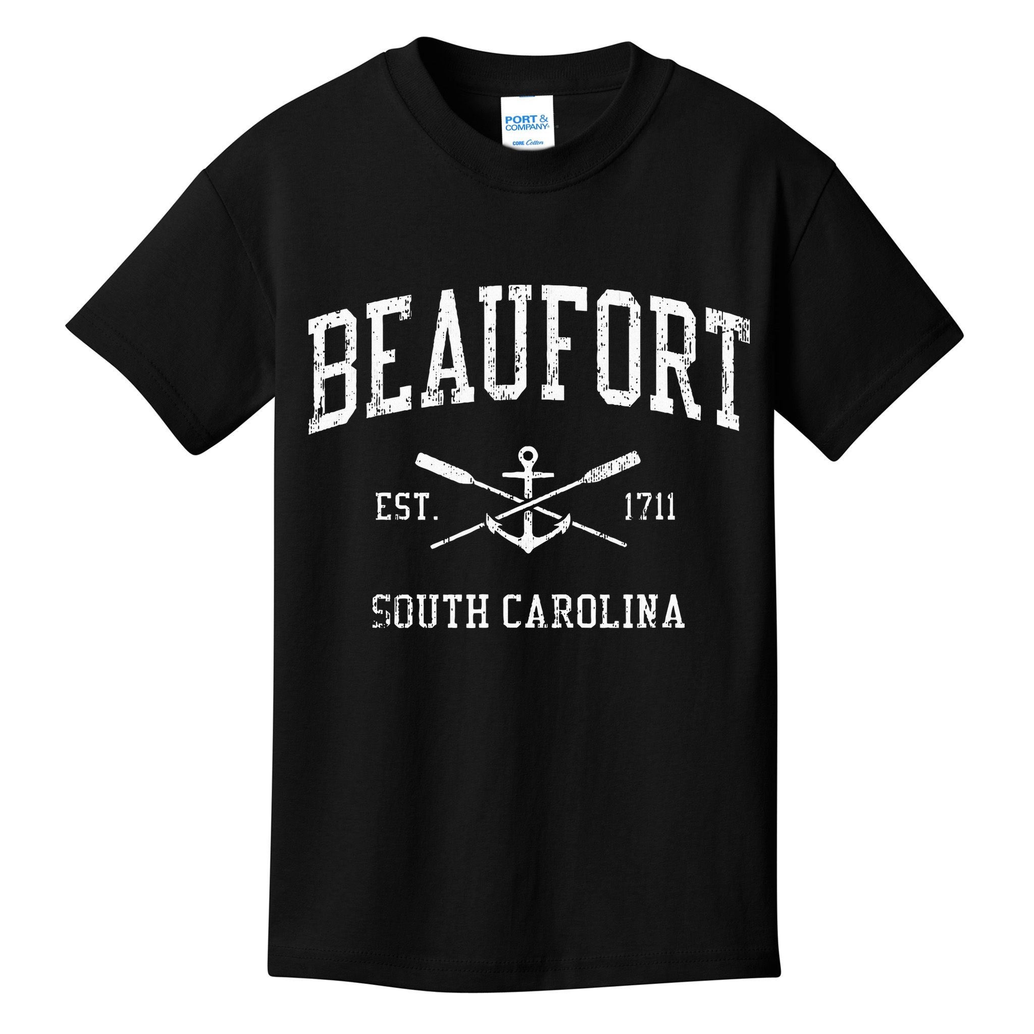 Beaufort Sc Vintage Crossed Oars & Boat Anchor Sports Kids T-Shirt