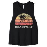 Beaufort Sc Vintage 70s Retro Throwback Women's Racerback Cropped Tank