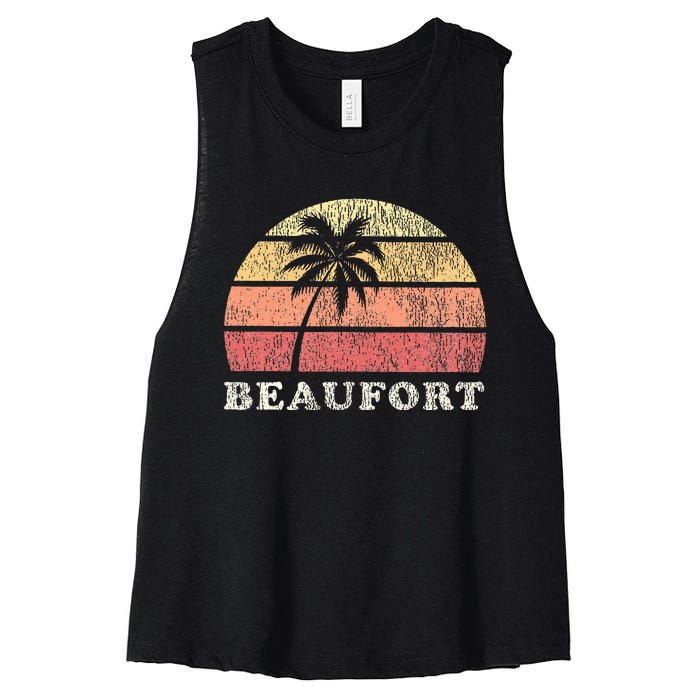 Beaufort Sc Vintage 70s Retro Throwback Women's Racerback Cropped Tank