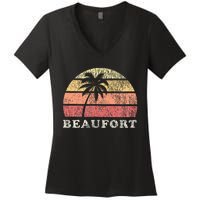 Beaufort Sc Vintage 70s Retro Throwback Women's V-Neck T-Shirt