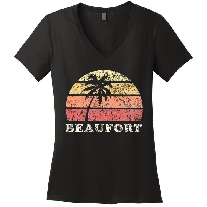 Beaufort Sc Vintage 70s Retro Throwback Women's V-Neck T-Shirt