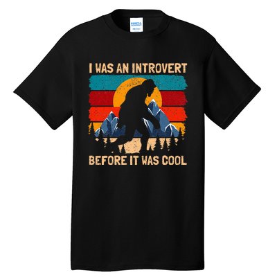 Bigfoot Sasquatch Vintage Retro Sunset Introvert Tall T-Shirt