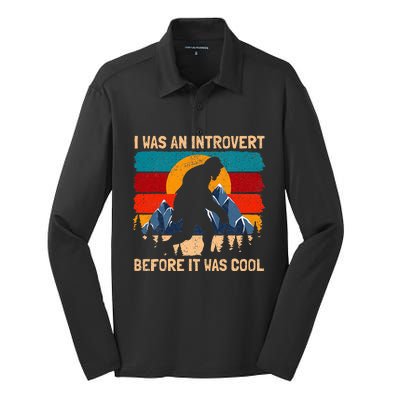 Bigfoot Sasquatch Vintage Retro Sunset Introvert Silk Touch Performance Long Sleeve Polo