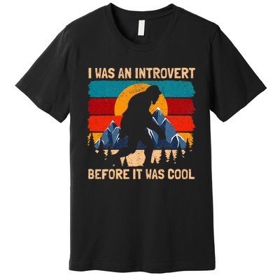 Bigfoot Sasquatch Vintage Retro Sunset Introvert Premium T-Shirt