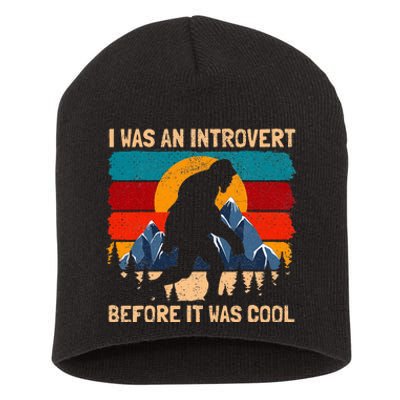 Bigfoot Sasquatch Vintage Retro Sunset Introvert Short Acrylic Beanie