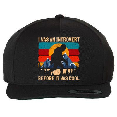 Bigfoot Sasquatch Vintage Retro Sunset Introvert Wool Snapback Cap