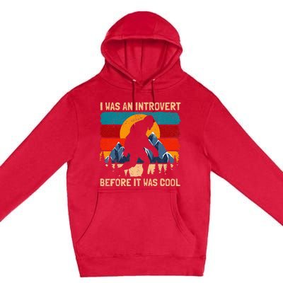 Bigfoot Sasquatch Vintage Retro Sunset Introvert Premium Pullover Hoodie