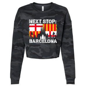 Barcelona Summer Vacation Trip Next Stop Spain Vacay Vibes Gift Cropped Pullover Crew