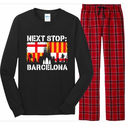 Barcelona Summer Vacation Trip Next Stop Spain Vacay Vibes Gift Long Sleeve Pajama Set