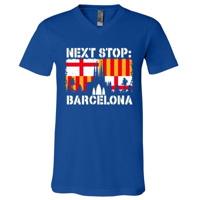 Barcelona Summer Vacation Trip Next Stop Spain Vacay Vibes Gift V-Neck T-Shirt