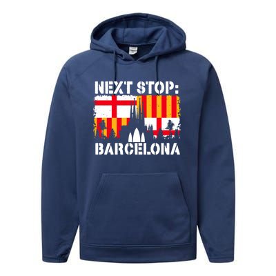 Barcelona Summer Vacation Trip Next Stop Spain Vacay Vibes Gift Performance Fleece Hoodie