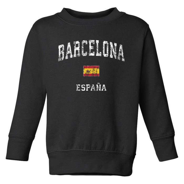 Barcelona Spain Vintage Athletic Sports Toddler Sweatshirt