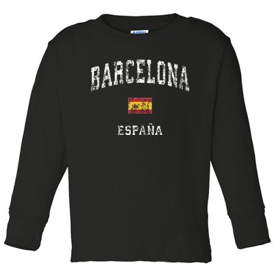 Barcelona Spain Vintage Athletic Sports Toddler Long Sleeve Shirt