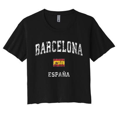 Barcelona Spain Vintage Athletic Sports Crop Top