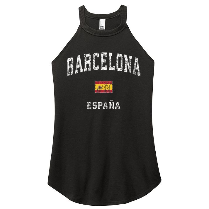 Barcelona Spain Vintage Athletic Sports Women's Perfect Tri Rocker Tank