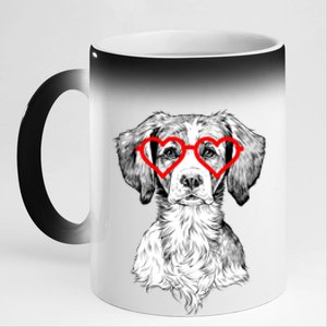 Brittany Spaniel Valentines Day Dog Mom Dog Lover Great Gift 11oz Black Color Changing Mug