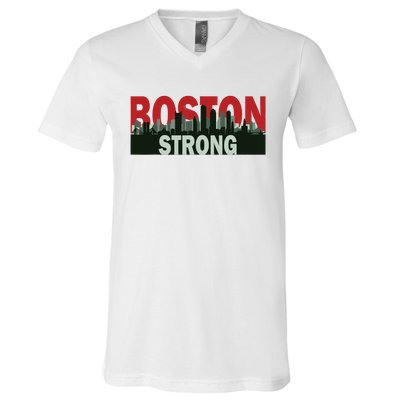 Boston Strong Vintage Boston City Skyline V-Neck T-Shirt