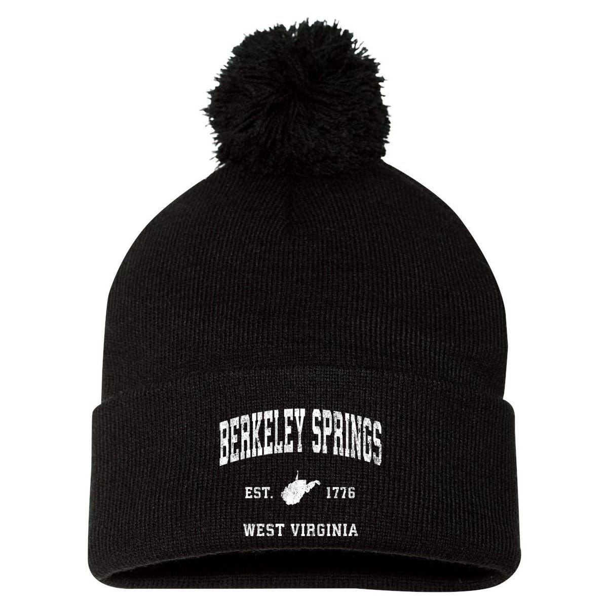 Berkeley Springs West Virginia Wv Vintage Athletic Pom Pom 12in Knit Beanie