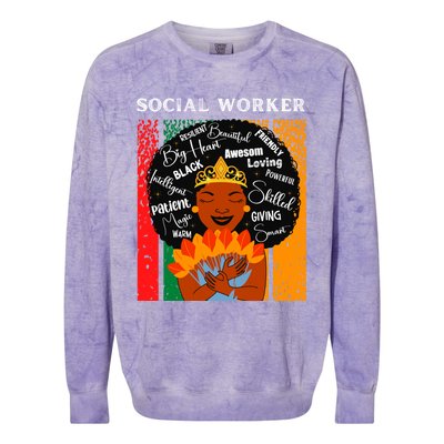 Black Social Worker Queen Black History Month Melanin Gift Colorblast Crewneck Sweatshirt