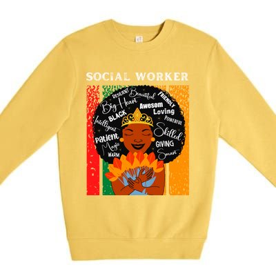 Black Social Worker Queen Black History Month Melanin Gift Premium Crewneck Sweatshirt