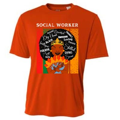 Black Social Worker Queen Black History Month Melanin Gift Cooling Performance Crew T-Shirt